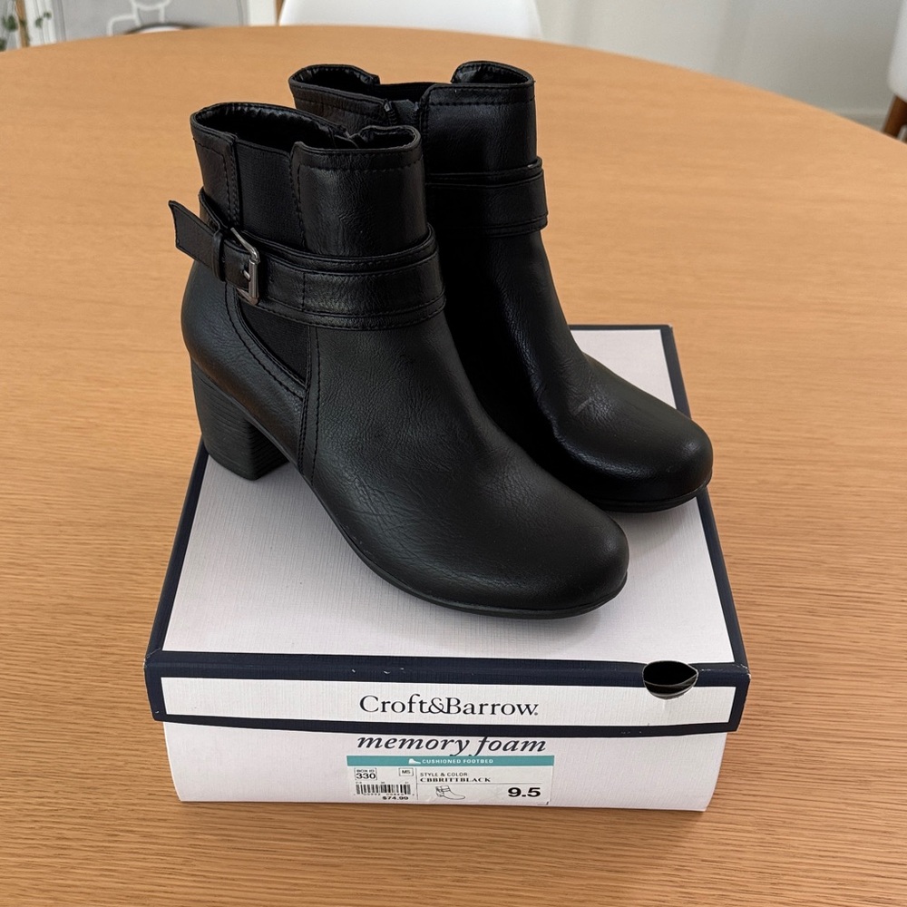 Croft & Barrow Black Buckle Ankle Booties